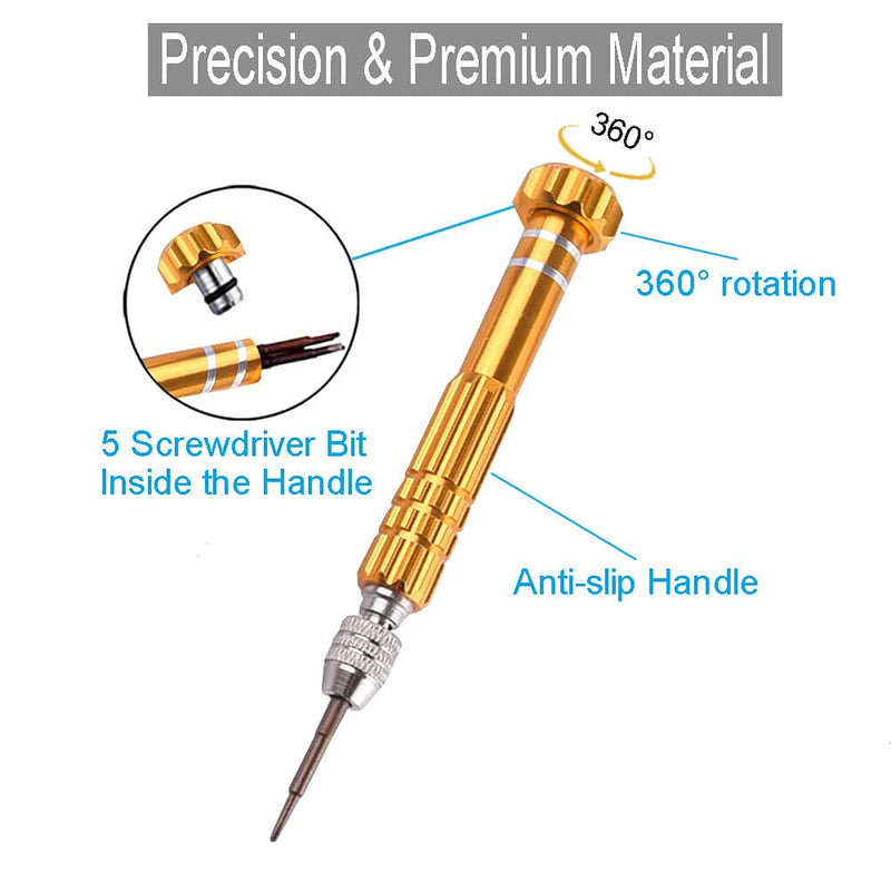 [Australia - AusPower] - ESINAM Portable Glasses Screwdriver for Eyeglass Repairing, 13 In 1 Mutifuntional Precision Screwdriver Set for Sunglasses,Watch, Laptop, Electronics, Cellphone and Jewelry - Magnetic Bits 