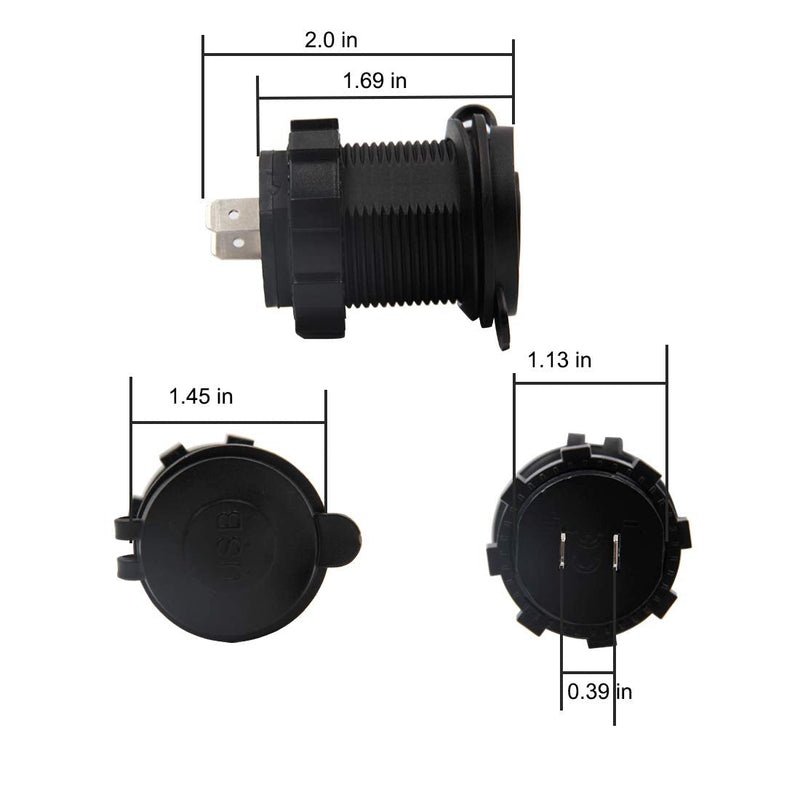 [Australia - AusPower] - Dual USB Charger Socket Waterproof Power Outlet 12V/24V 2.1A & 2.1A for Car Boat Marine RV Mobile Blue LED Black 