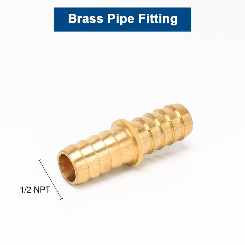 [Australia - AusPower] - BathAce Brass Hose Barb Fitting Splicer Mender, Quick Connect Threaded Pipe Adapter Heavy Duty M Type Fitting Union Air Gas Water Fuel, 2 Pack (1/2 Barb x 1/2 Barb) 1/2 Barb x 1/2 Barb 