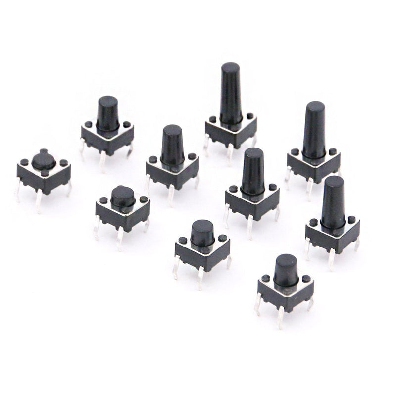 [Australia - AusPower] - Hilitchi 200-Pcs 6 x 6mm Tactile Push Button Switch Micro Momentary Tact Assortment Kit - 10 Value / 4 Pins 