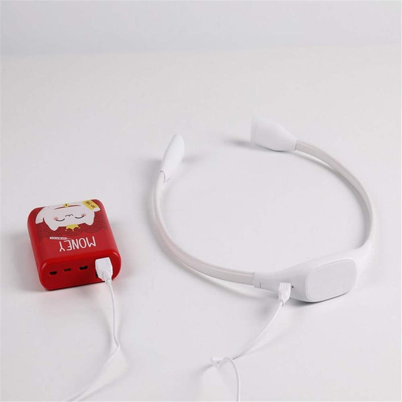 [Australia - AusPower] - QEBIDUM Led Neck Reading Light, Book Light for Reading in Bed, Necklamp Necklight Hands Free Hung USB Rechargeable Flexible Booklight, Night Reading Lamp for Indoor Knitting Outdoor Camping White 