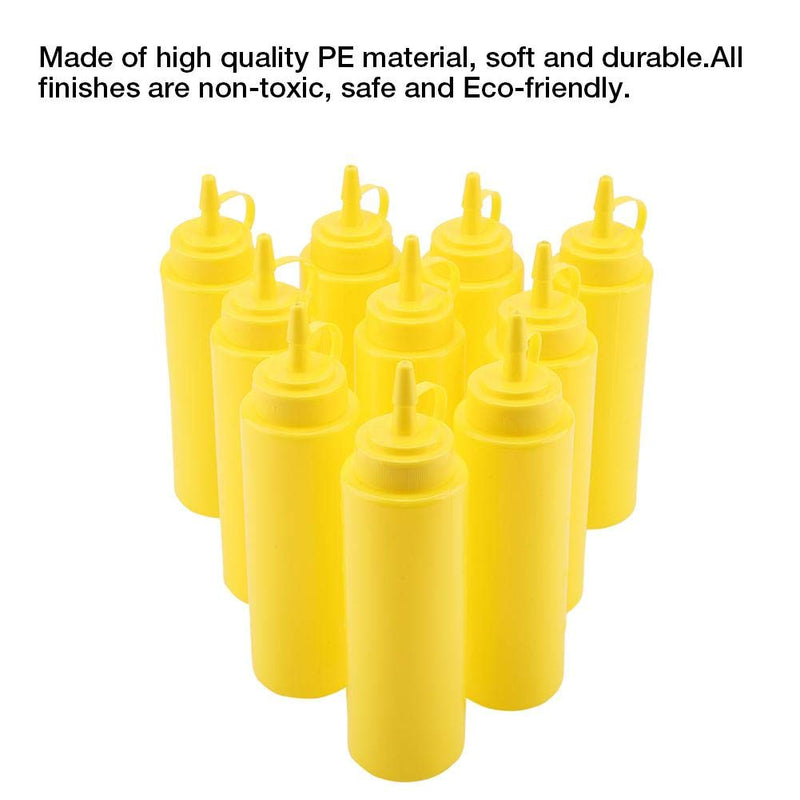 [Australia - AusPower] - 240ml 10 Pack Plastic Squeeze Condiment Bottle Squirt Bottles with Twist On Cap Lids Perfect For Ketchup, BBQ, Sauces, Condiments, Dressings and More(Yellow) White 