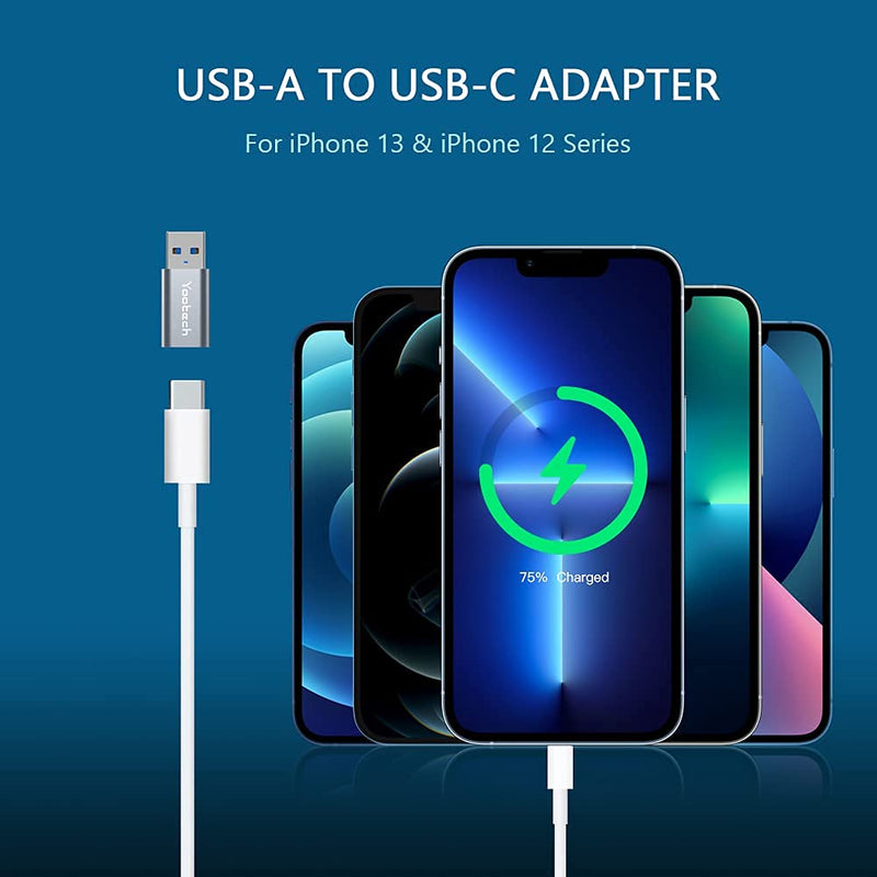 [Australia - AusPower] - USB C Female to USB Male Adapter(2 Pack),Yootech Aluminum Double-Sided USB 3.1 Gen 5Gbps Built-in IC USB A to Type C Connector,Compatible with　iPhone 13/13 Mini/13 Pro/13 Pro Max/12/11,Type-C Earphone 