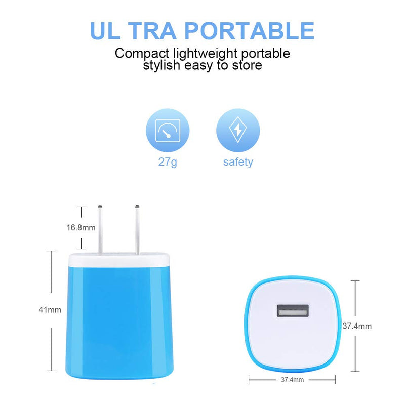 [Australia - AusPower] - Single Port Wall Charger with USB Cord for Android Phone Compatible for Samsung Galaxy S7/S6 Edge /A10/J7 Prime / J7 v /J7 Sky Pro, Moto E6/E5 Plus/E5 Play/G5S Plus/E4/X/G, LG K10/K20/K30/V10/G3/G2/Q6 Blue 