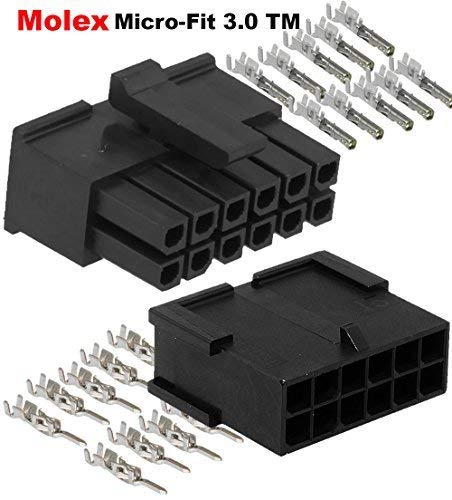 [Australia - AusPower] - Molex Micro-Fit 3.0 dual row (12 Circuits) Male & Female receptacle plug, w/Terminal sockets, (Pack of 1 Complete Set) 