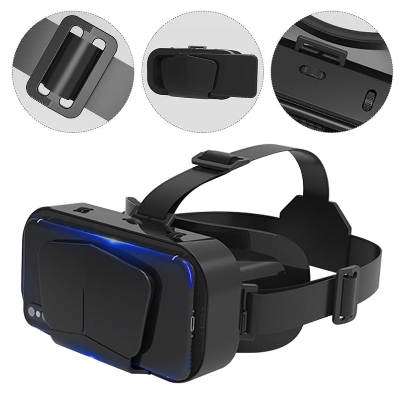 [Australia - AusPower] - GEZICHTA 3D VR Glasses VR Virtual Reality Headset Support 360°Panorama Large Screen an-ti Bluelight Adjustable Pupil Distance Preven-t Fatigue Goggles for Movies Games VR Glasses (Black) Black 