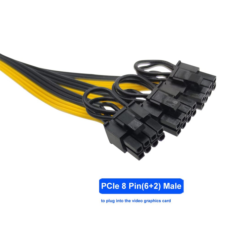 [Australia - AusPower] - COMeap GPU VGA PCIe 8 Pin Female to 3X 8 Pin(6+2) Male PCI Express Adapter Splitter Extension Cable for Bitcoin Ethereum Mining 11.4-inch(29cm) 3x8pin(6+2) 