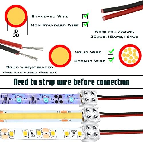 [Australia - AusPower] - 25 Pieces 2 Pin 8mm Transparent LED Pin Connector Cable Transparent Track Lighting Connectors 