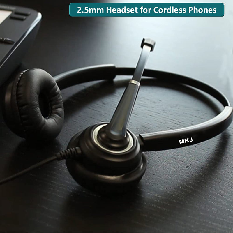 [Australia - AusPower] - MKJ Corded 2.5mm Phone Headset with Noise Cancelling Microphone for Panasonic Cordless Phone KX-TGF574 KX-TGF380M KX-TCA430 KX-TG6533 Cisco SPA 504G 528G Gigaset Vtech Uniden DS6151 DS6671-3 CS6114 Top-level Dual 2.5mm headset 