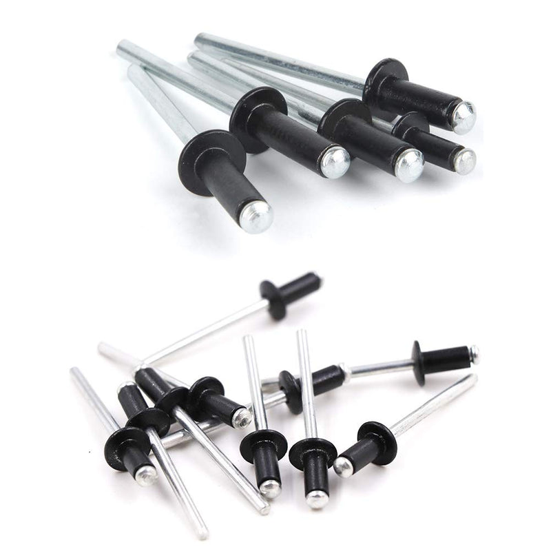 [Australia - AusPower] - ISPINNER 180pcs 6 Sizes Aluminum Blind Rivets, Pop Rivets Assortment Kit (Black) Black 