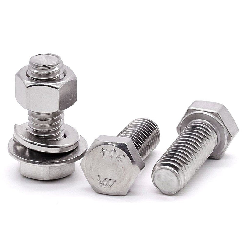 [Australia - AusPower] - 6 Sets Glvaner 1/2-13 x 1" Stainless Steel Hex Bolts with Hex Nuts, Flat Washers and Lock Spring Washers 304 Stainless Steel 18-8 Full Thread Coverage Coarse Thread 1/2-13 x 1" (6 Sets) 