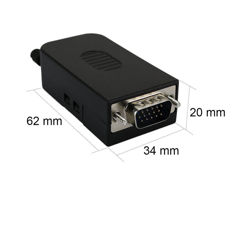 [Australia - AusPower] - Twinkle Bay D-SUB DB15 Male 15Pin Jack Port to Terminal Breakout Board Connector 3Row Plug, DR15 VGA Male with Case 
