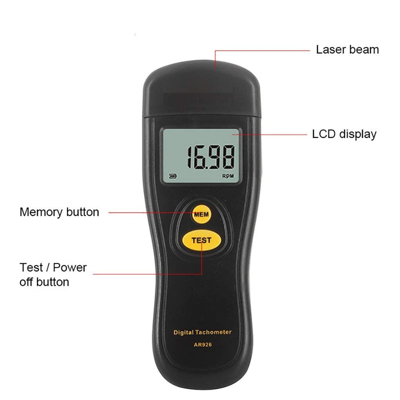 [Australia - AusPower] - Digital Tachometer, Rotational Speed Meter, 2.5~99,999 RPM Range, 50mm~500mm Distance, Tacho RPM Tester, Non-Contact photoelectric Speedometer with LCD Backlight Display 