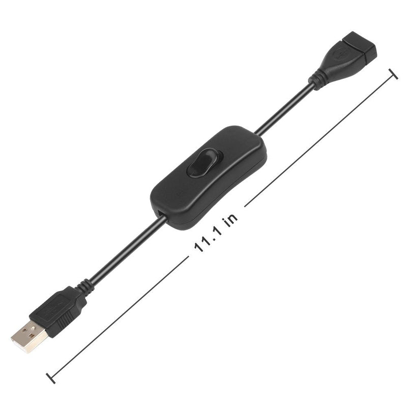 [Australia - AusPower] - Electop 2 Pack Male to Female USB Cable with On/Off Switch, USB Extension Inline Rocker Switch for Driving Recorder, LED Desk Lamp, USB Fan, LED Strips Black 