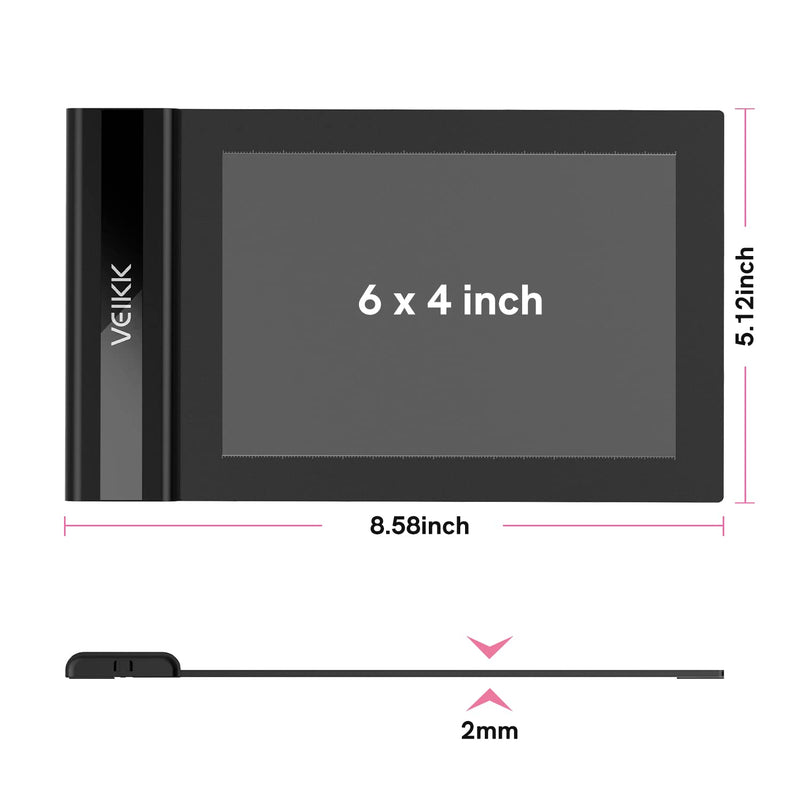 [Australia - AusPower] - VEIKK Drawing Tablet Computer Graphics Tablets, Digital Art Tablet Pad S640 6x4 inch, with 8192 Levels Battery-Free Stylus Pen for Computer/PC/Mac/Windows/Laptop/Android Phone,for Artists & Adult 