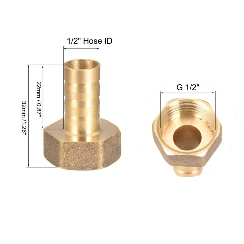 [Australia - AusPower] - ATITOWEL 5PCS 1/2" Barb Brass Hose Fitting, Connector - G 1/2" Female Pipe Fit For 1/2" Hose ID 