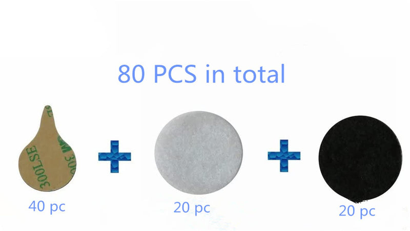 [Australia - AusPower] - Kicada Sticky Circles, No-Residue Mini Windshield Undercovers for Hiding Lavalier Lapel Microphones On Clothes to Reduce Wind Noise, Pack of 40 Sticker, 20 Fabric Circle of Each Black and White 