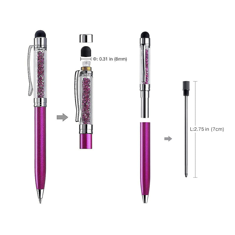 [Australia - AusPower] - Tuxiaobu 20-Piece 2 in 1 Stylus Capacitive Pen, Crystal Diamond Retractable Screen Touch Pen, Bling Capacitive Pen for Smartphones, iPhone, Ipad, Kindle, Note, Tab, for Office and School, Black 