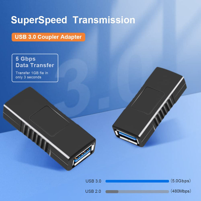 [Australia - AusPower] - SuperSpeed USB 3.0 Coupler Adapter Type A Female to Female Bridge Extension Connector by Oxsubor(2PCS) 