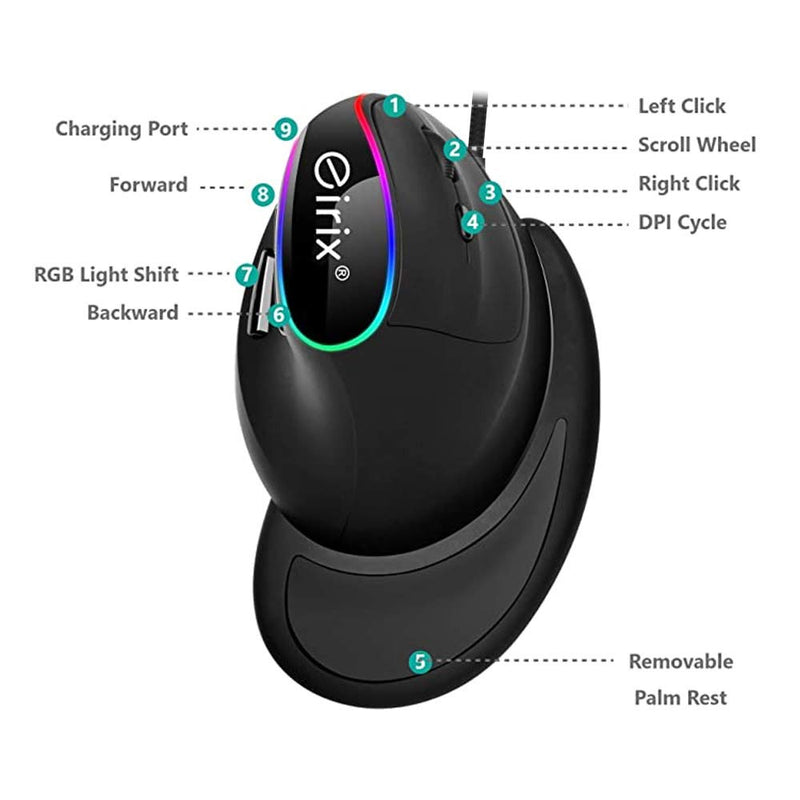 [Australia - AusPower] - Wired Ergonomic Vertical Mouse, eirix RGB Vertical Mice with Cord, 4 Adjustable DPI, Removable Palm Rest, Reduce Wrist Pain Ergonomic Gaming Mouse for PC Computer Laptop ergo mice-1 