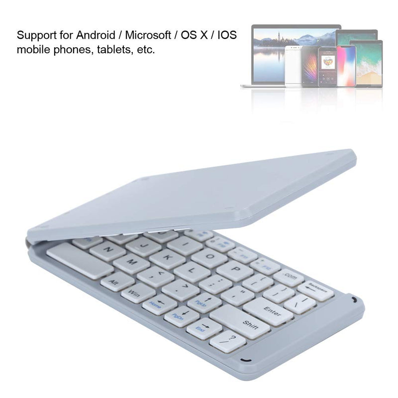 [Australia - AusPower] - Wireless Bluetooth Folding Keyboard, Portable Ultra-Thin Notebook Computer Accessories, Support Apple iOS System, Android Android System and Windows (White) White 