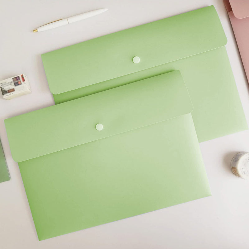 [Australia - AusPower] - VANRA Poly File Folders Letter Size File Jackets Organizer Plastic Envelope A4 Flat Document Holder with Snap Button Closure (Pastel Green, Pack of 5) Pastel Green 