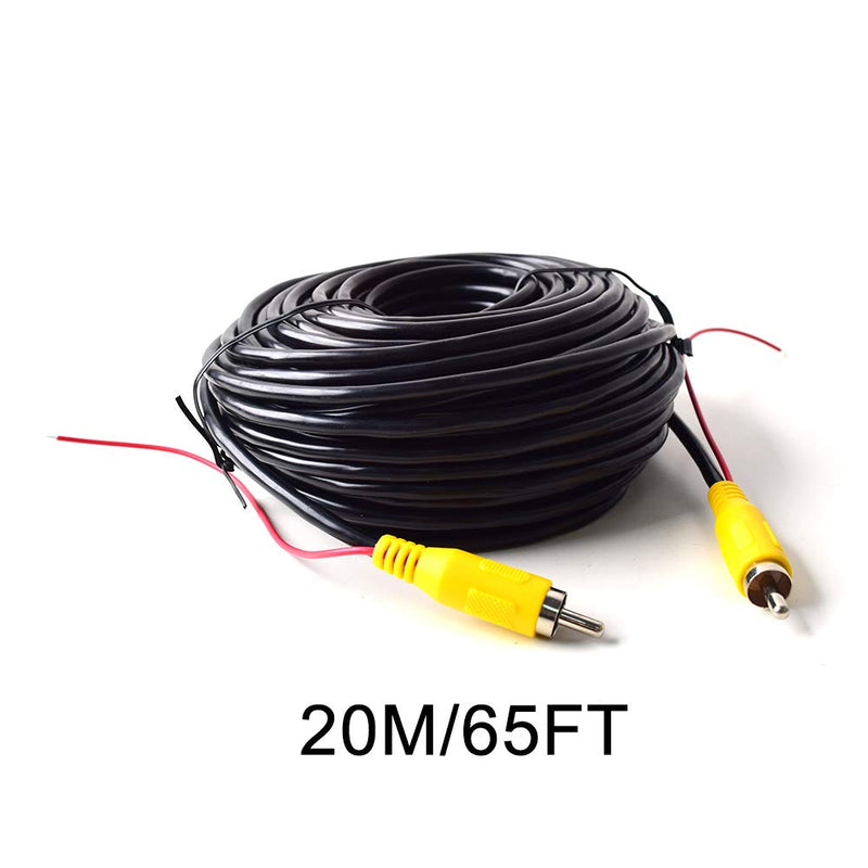 [Australia - AusPower] - 20M 65FT RCA Phono Video Extension Cable for Truck RV Trailer Car Backup Camera Monitor Rear View Parking System with Detection Wire Automatic Reverse Trigger 20m/65ft 