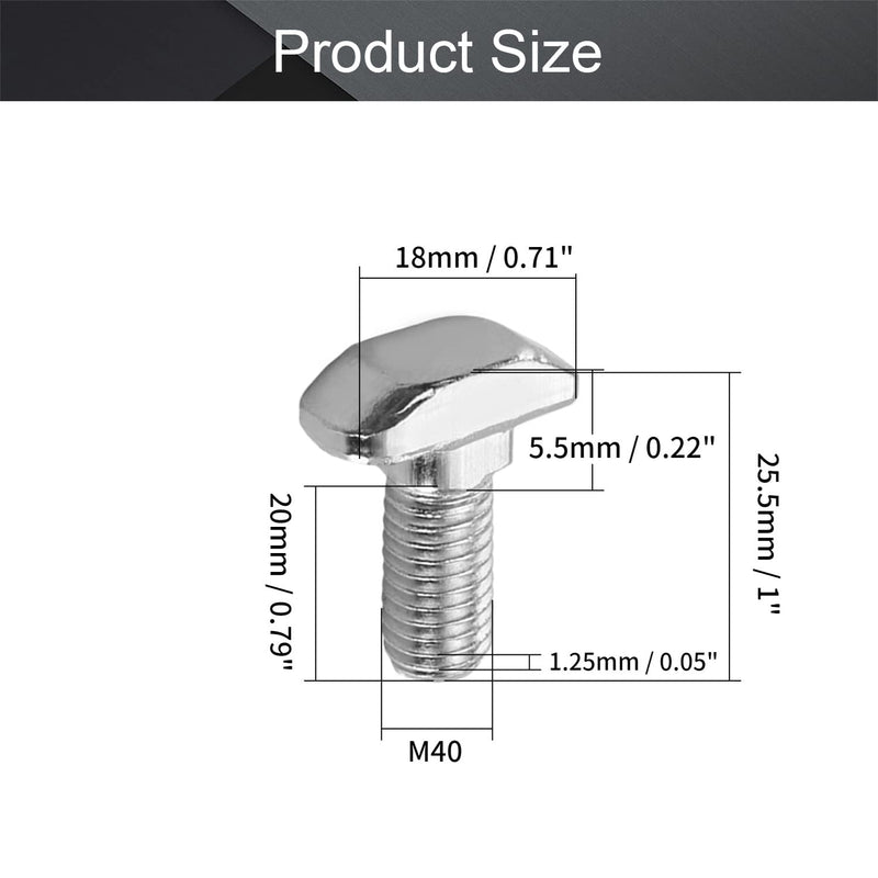 [Australia - AusPower] - MroMax M8 Thread 20mm T-Slot Drop-in Stud Sliding Screw Bolt Carbon Steel 40 Series 10pcs 