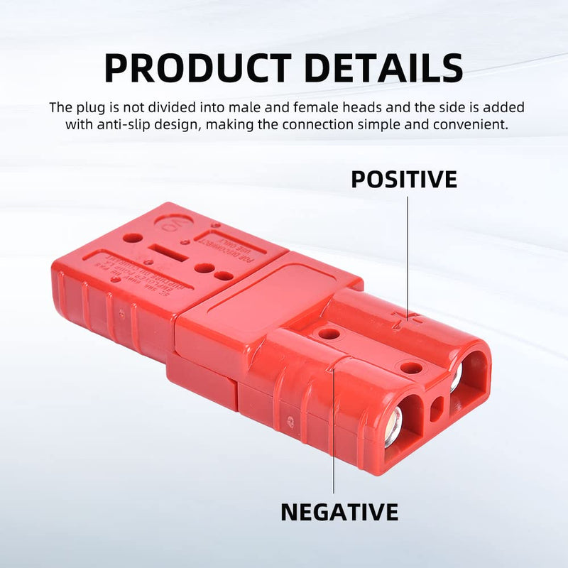 [Australia - AusPower] - cnaodun 4 Pcs 6-10 Gauge Anderson Connector Plug 50A 12-36V Battery Quick Connector Red Battery Quick Disconnect Wire Harness Plug Kit for Winch Car Auto Trailer Driver Electrical Devices 