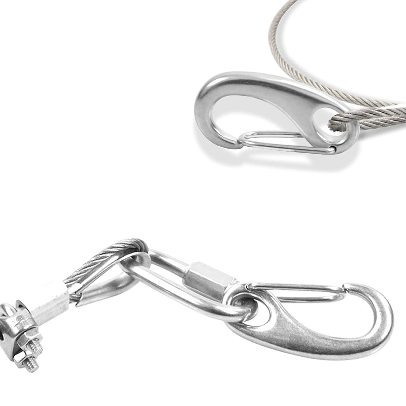 [Australia - AusPower] - Abimars Heavy Duty Snap Rope Carabiner Hook 2 in, 10PCS 316 Stainless Steel Spring Snap Hook Clip with Key Ring, Used for Keychain, Flagpole Clip, Rope Clip, Awning Clips 