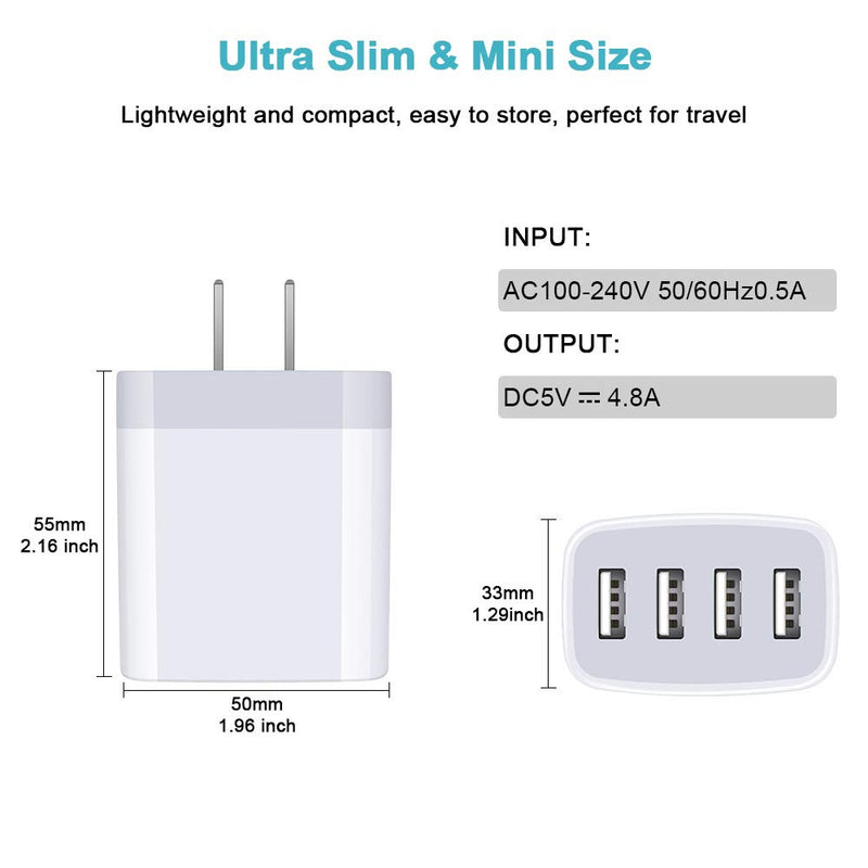 [Australia - AusPower] - USB Wall Charger Block, 2-Pack Charging Cube, Fast Charging Block Charger Box Multi Plug Outlet Power Adapter Charger for iPhone 13 12 11 Pro Max SE XR XS X 8 7 6, iPad, Samsung Galaxy, Google Pixel White 