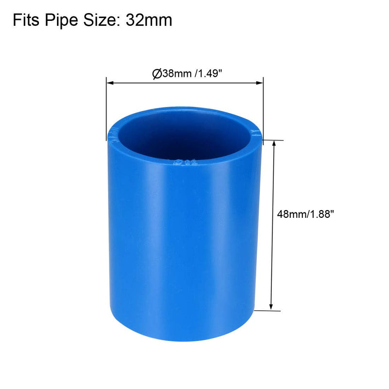 [Australia - AusPower] - uxcell 32mm Straight PVC Pipe Fitting Coupling Adapter Connector Blue 5 Pcs 