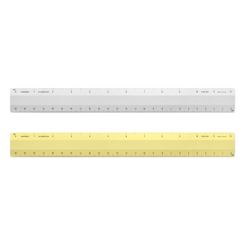 [Australia - AusPower] - Alumicolor Engineer 12 inch Ruler Scale w/ 4 Bevel Design for Drawing, Drafting & Engineering, Calibrations Divided by 10, 20, 30, 50 Parts per inch, Silver 