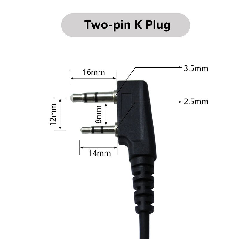 [Australia - AusPower] - MMLRADIO Two Way Radios Earpiece with Mic and PTT 2 Pin Acoustic Tube Two Way Radio Earpiece 360° Rotatable Stainless Steel Fixing Clip(10Pack) 