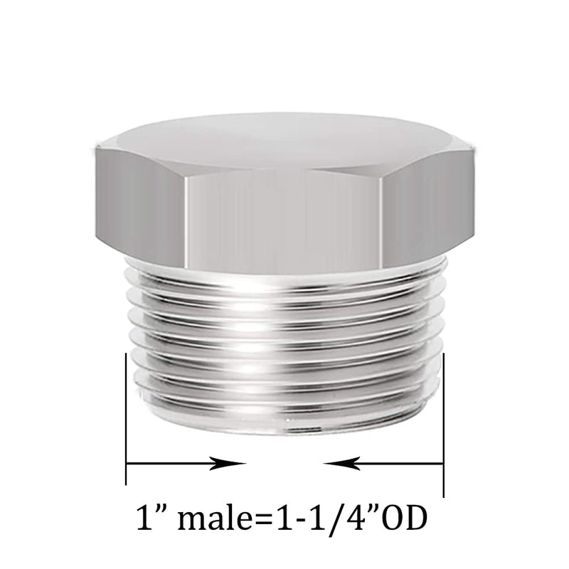 [Australia - AusPower] - Joywayus Stainless Steel Outer Hex Thread Socket Pipe Plug Fitting 1" NPT Male 1"-1PCS 