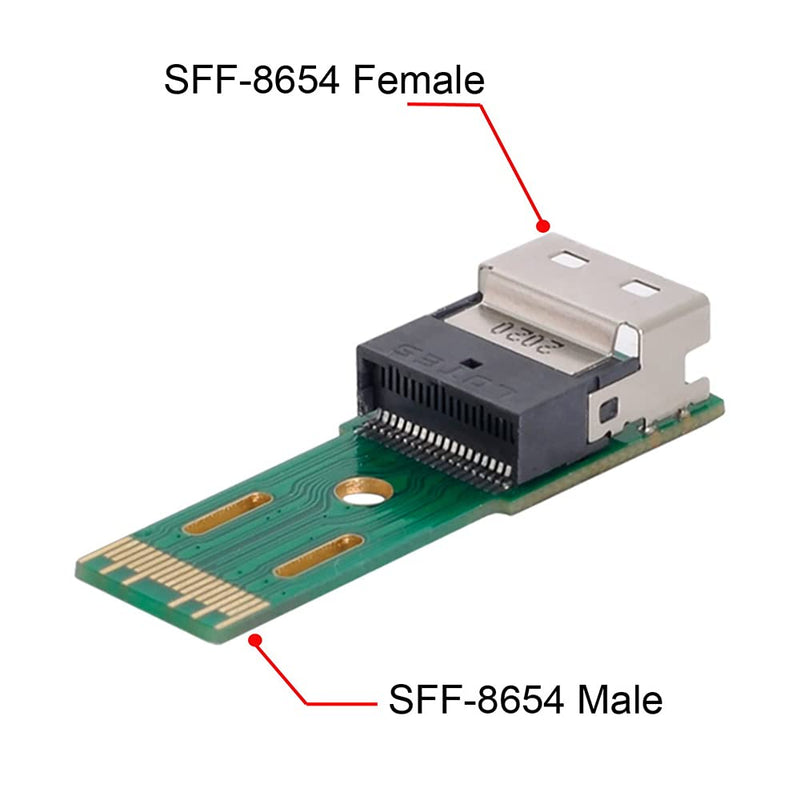 [Australia - AusPower] - NFHK PCI-E Slimline SAS 4.0 SFF-8654 4i 38pin to SFF-8654 38pin Male to Female Extender Adapter Test Tools Green 4i 