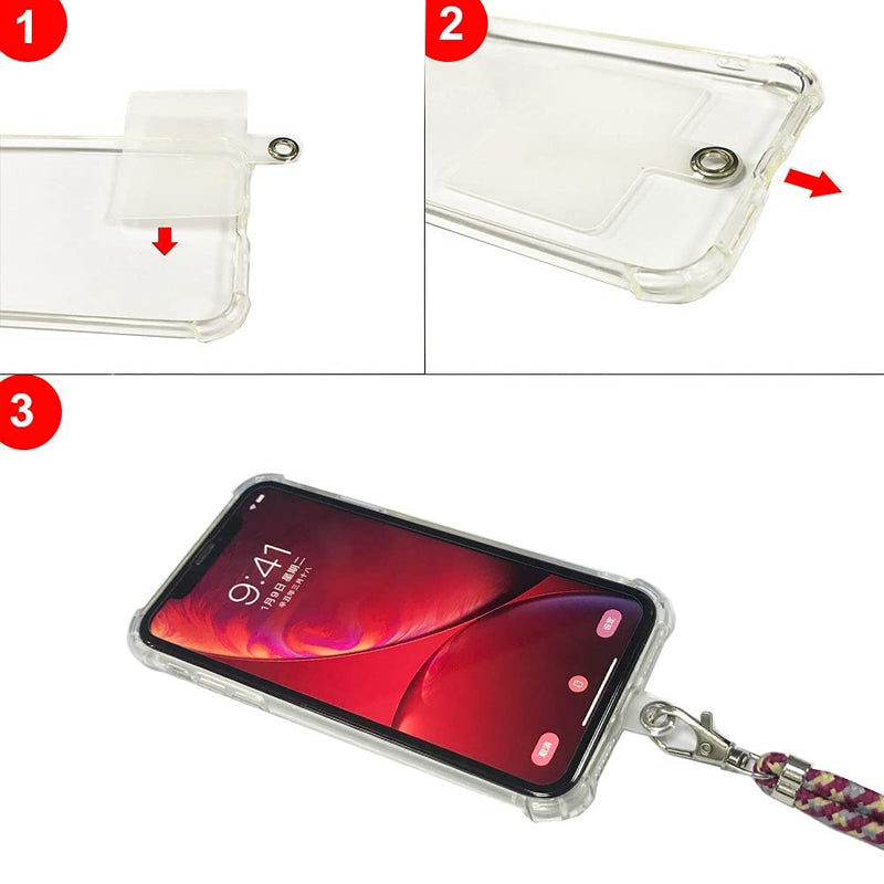 [Australia - AusPower] - Phone Lanyard Set, Includes Adjustable Neck Strap & Phone Tether Tab, Crossbody Phone Lanyard for Phones Full Coverage Case (Apricot, Red & Gray) 