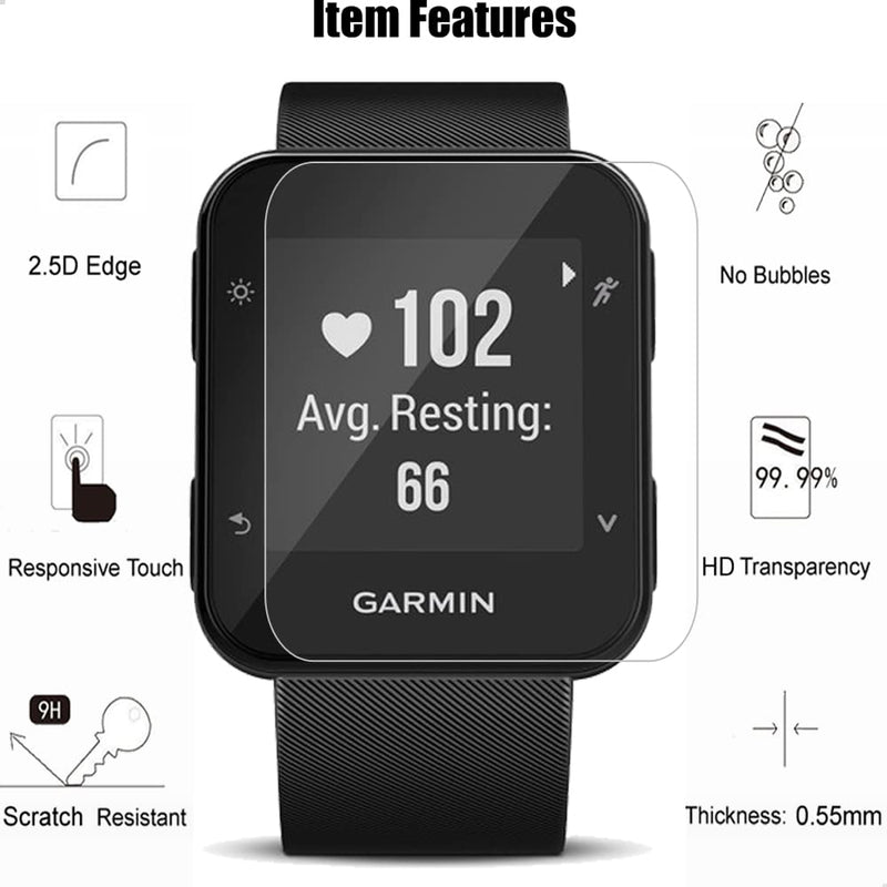 [Australia - AusPower] - (3+1) For Garmin Forerunner 35 Smartwatch (3pack) Tempered Glass Screen Protectors + (1pcs) Protective TPU Case Cover 