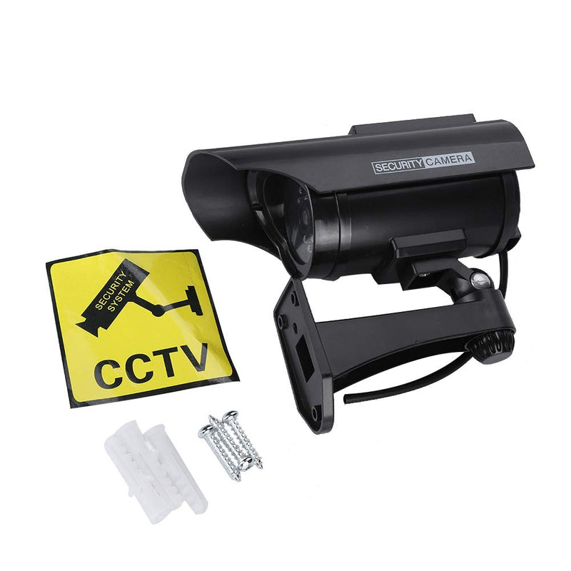 [Australia - AusPower] - Solar Powered Dummy Security Camera, Simulated Surveillance Security CCTV Bullet Camera with Flashing LED Light [Black] 