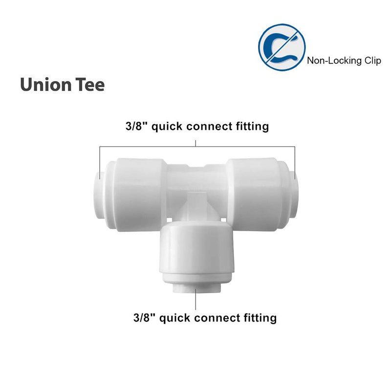 [Australia - AusPower] - PureSec 3/8 inch Tee Connector Push to Connect Fittings Plastic Quick Fitting for water purification&RO System (5, 3/8" Tube O.D.X3/8" Tube O.D.X 3/8" Tube O.D.) 