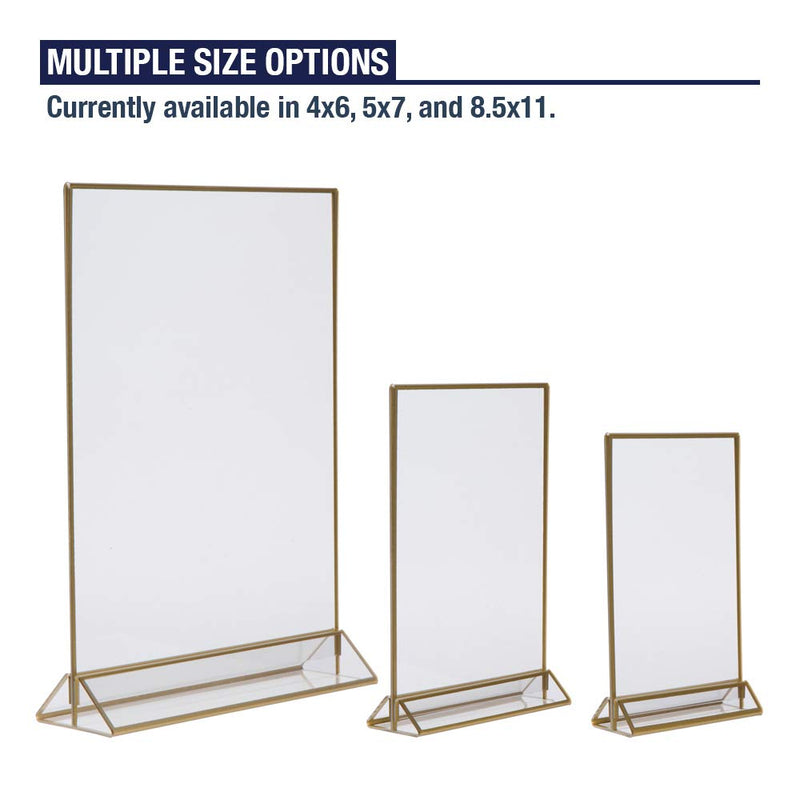 [Australia - AusPower] - Gold Picture Frames Double Sided - 6 Pack - 4x6 Acrylic Gold Table Number Holders, Clear Easel Table Stands for Signs, Gold Frames for Wedding Table Numbers, Menu Holder, Photo Frame 4x6 (6 Pack) 