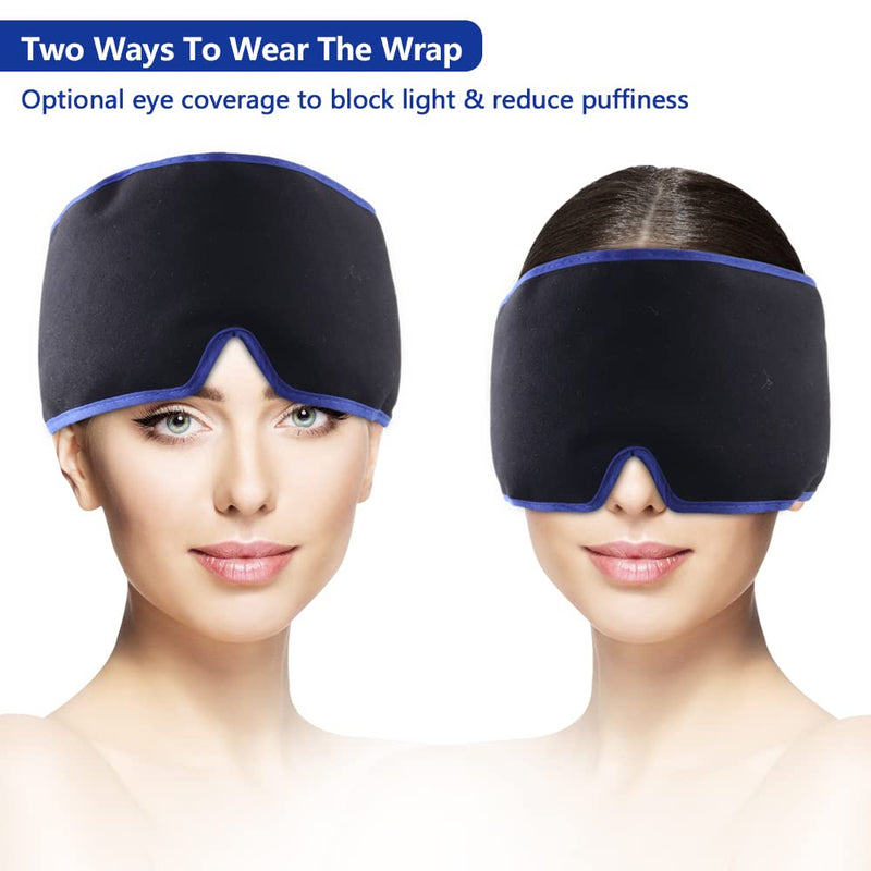 [Australia - AusPower] - Hilph Head Ice Pack for Migraine Ice Head Wrap, Reusable Migraine Headache Relief Hat Cold Compress Migraine Ice Pack for Headaches, Puffy Eyes, Chemo Surgery, Sinus and Stress Relief -Black B-black 