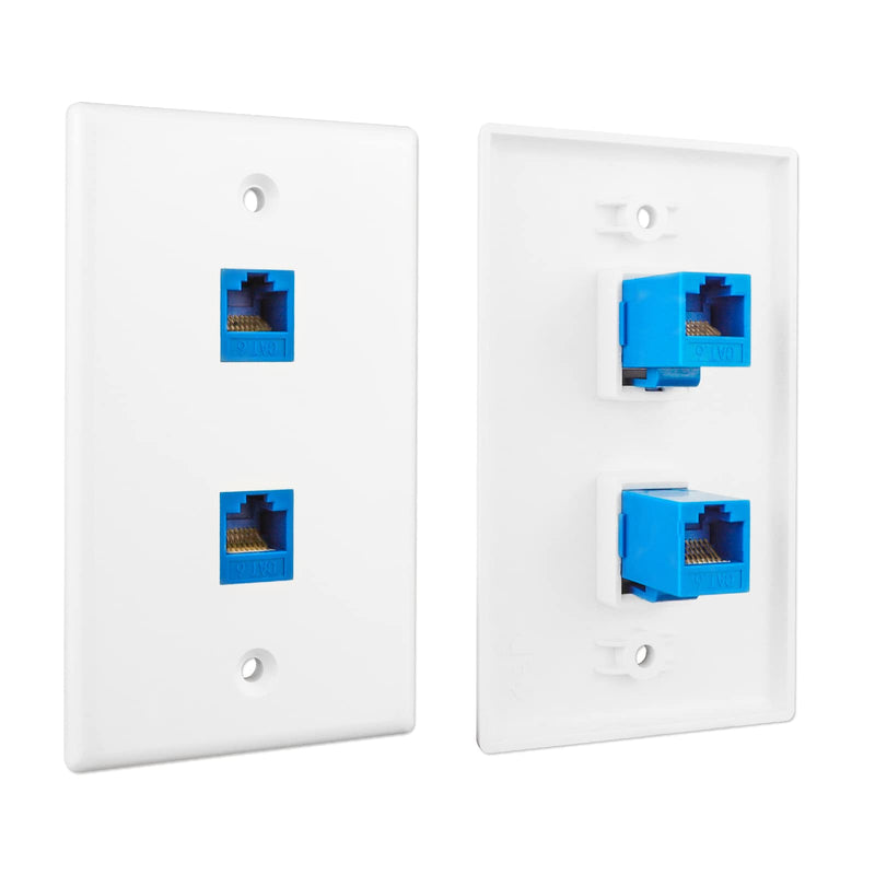 [Australia - AusPower] - Iwillink (2-Pack) 2-Port Ethernet Wall Plate, Keystone Jack Wall Plate with RJ45 Keystone Inline Coupler insert, Female to Female Cat6 Keystone Jack Wall Plate, Blue 2 Pack 2-Port 