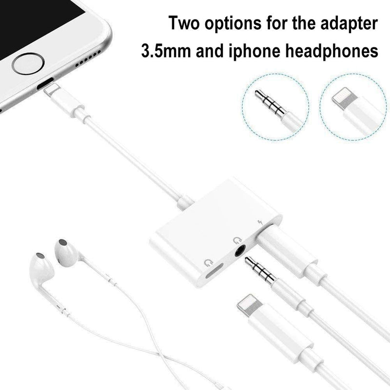 [Australia - AusPower] - Real-EL, Lightning to Headphone Adapter 3.5mm Jack Headphone Adapter 3 in 1 Earphone and Charging Splitter for iPhone 1211SEXSXRX87 and iPad 