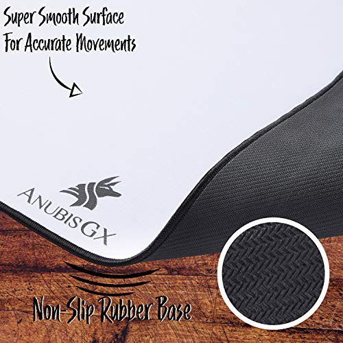 [Australia - AusPower] - AnubisGX (68 Color/Size Options) Gaming Mouse Pad (Extended: 36x12), White Pad with Light Blue Stitching. Best Premium Waterproof Non RGB Computer Gaming XL Desk Pad Mat, Large Non-Slip Gamer Mousepad Extended (36 x 12) White/Lightblue 