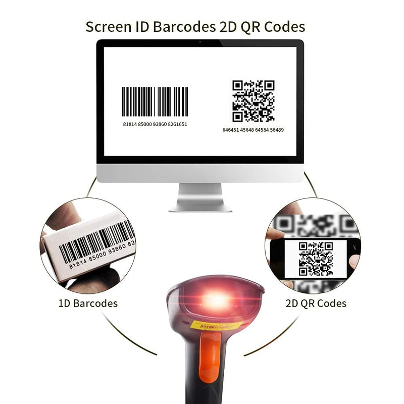 [Australia - AusPower] - Posunitech USB Laser 2D Barcode Scanner Wired Handheld Bar Code Scanner Reader Black Fast and Accurate 
