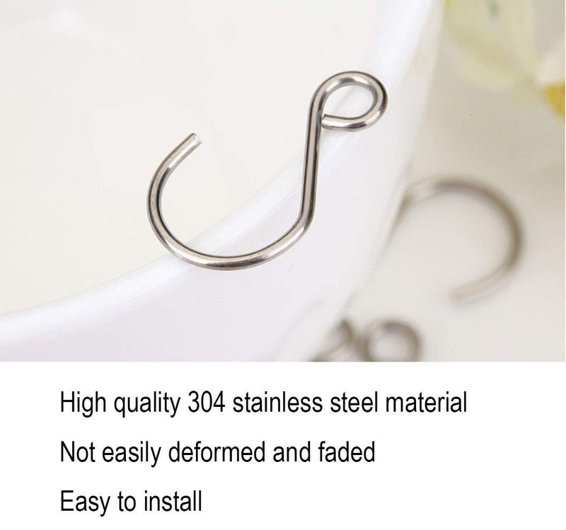 [Australia - AusPower] - [80 Pack] Crystal Bead Curtain S Shape Hook 25mm Mini Stainless Steel Wire Hook DIY Jewelry Accessories Tiny Ornament Hooks for Sun Catcher Glass Ball Chandelier Pendant Christmas Tree Baubles 25mmx15mm 