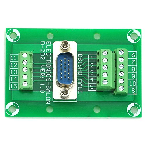 [Australia - AusPower] - Electronics-Salon D-SUB DB15HD Male Header Breakout Board, Terminal Block, Connector. 