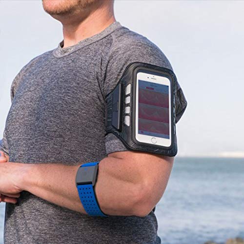 [Australia - AusPower] - Bright LED Rechargeable Sports/Cross-fit Arm Band (Blue) fits iPhone 13 12 11 Pro Max Xs Xs X 8+ 8 7 Plus Pixel 2 Galaxy S9 S8 Note 9 + eCostConnection Microfiber Cloth 