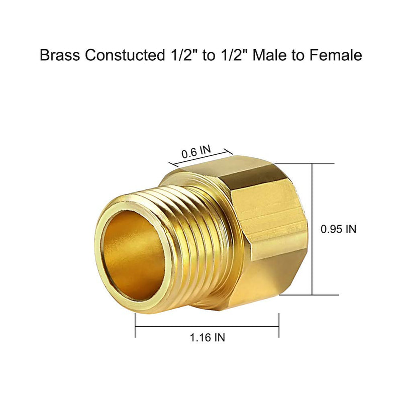 [Australia - AusPower] - KWODE 1/2” Male to 1/2” Female Faucet Adapter Lead Free Brass constructed Sold in Pairs Faucet Pipe Fitting 